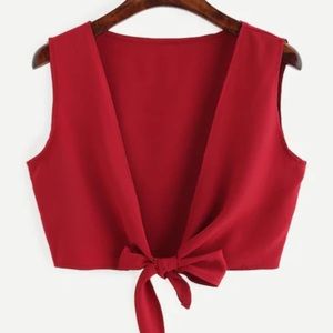 Red Tie Crop Top
